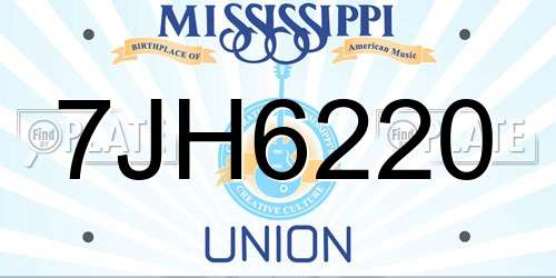 7JH6220 Mississippi License Plate