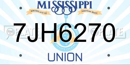 7JH6270 Mississippi License Plate
