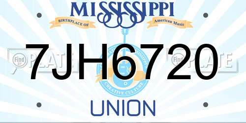 7JH6720 Mississippi License Plate