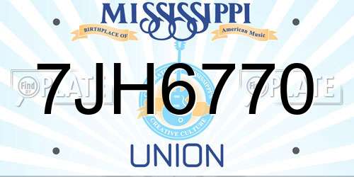 7JH6770 Mississippi License Plate