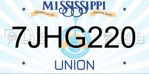 7JHG220 Mississippi License Plate