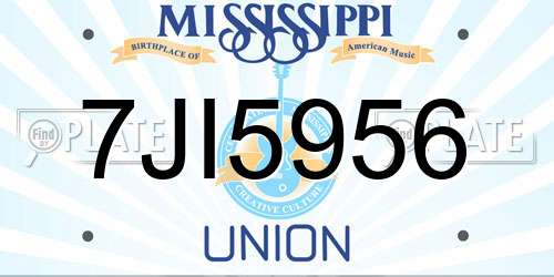 7JI5956 Mississippi License Plate