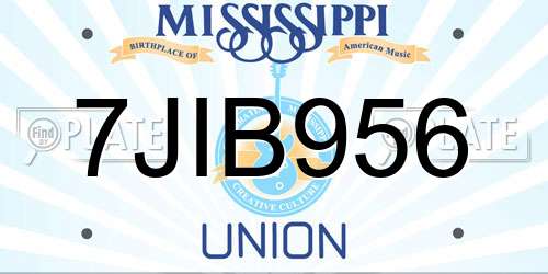 7JIB956 Mississippi License Plate