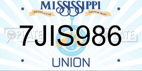 7JIS986 Mississippi License Plate