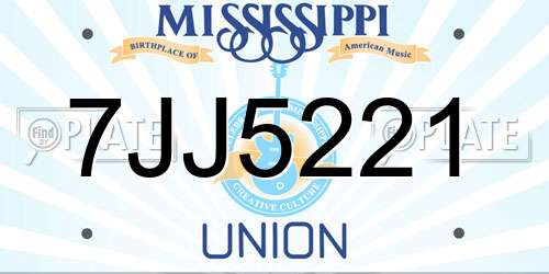 7JJ5221 Mississippi License Plate