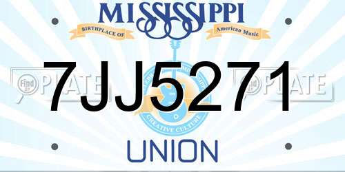 7JJ5271 Mississippi License Plate