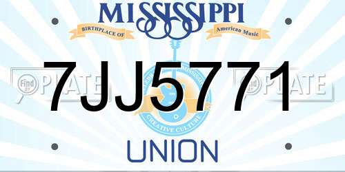 7JJ5771 Mississippi License Plate