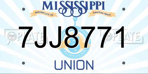 7JJ8771 Mississippi License Plate