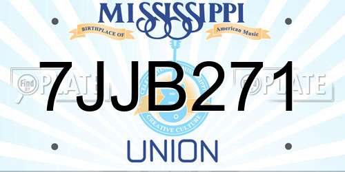7JJB271 Mississippi License Plate