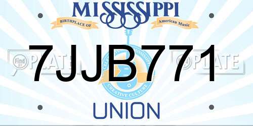 7JJB771 Mississippi License Plate