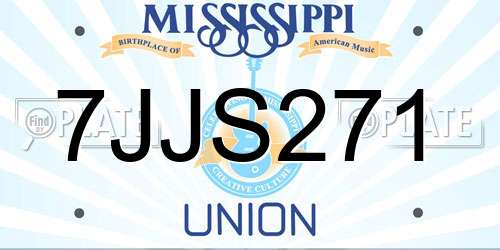 7JJS271 Mississippi License Plate