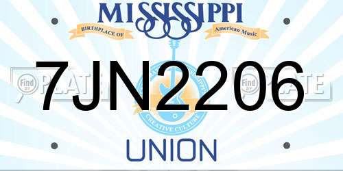 7JN2206 Mississippi License Plate