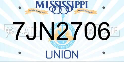 7JN2706 Mississippi License Plate