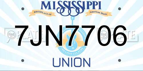 7JN7706 Mississippi License Plate
