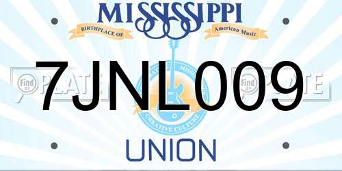 7JNL009 Mississippi License Plate