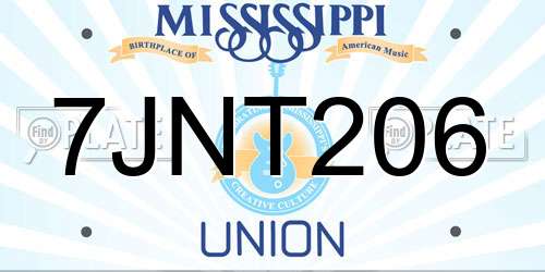 7JNT206 Mississippi License Plate