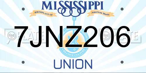 7JNZ206 Mississippi License Plate