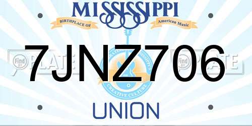 7JNZ706 Mississippi License Plate