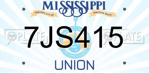 7JS415 Mississippi License Plate