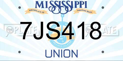 7JS418 Mississippi License Plate