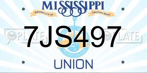 7JS497 Mississippi License Plate