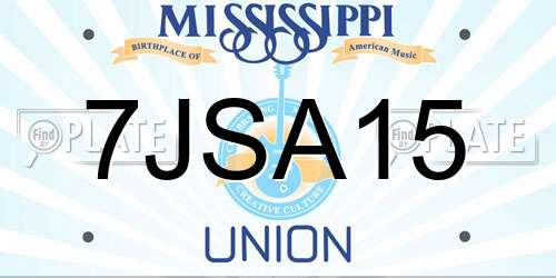 7JSA15 Mississippi License Plate