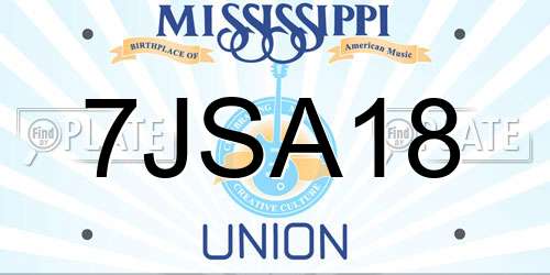7JSA18 Mississippi License Plate