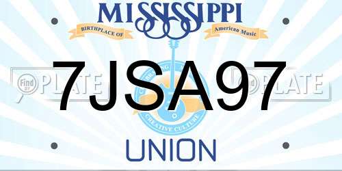 7JSA97 Mississippi License Plate