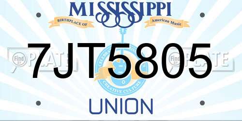 7JT5805 Mississippi License Plate