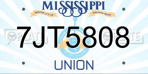7JT5808 Mississippi License Plate