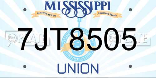 7JT8505 Mississippi License Plate