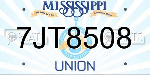 7JT8508 Mississippi License Plate