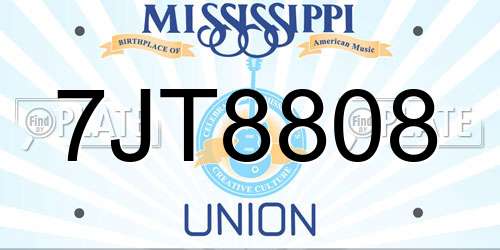 7JT8808 Mississippi License Plate