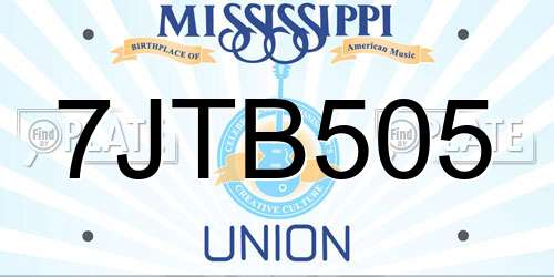 7JTB505 Mississippi License Plate