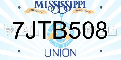 7JTB508 Mississippi License Plate