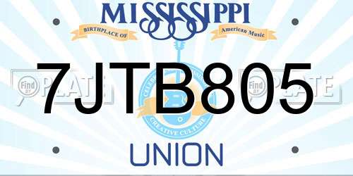 7JTB805 Mississippi License Plate