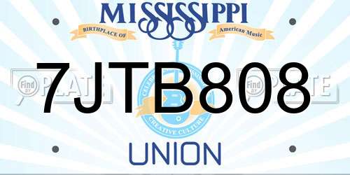 7JTB808 Mississippi License Plate