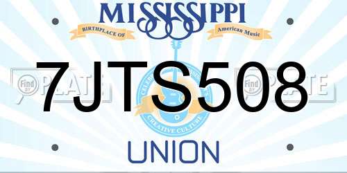 7JTS508 Mississippi License Plate
