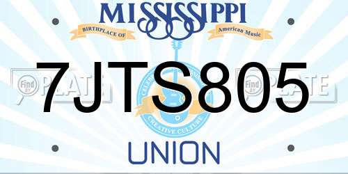 7JTS805 Mississippi License Plate