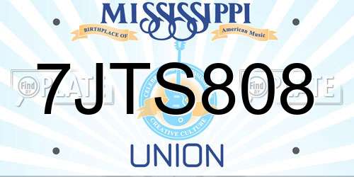 7JTS808 Mississippi License Plate