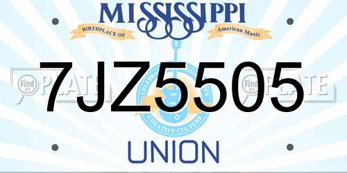 7JZ5505 Mississippi License Plate
