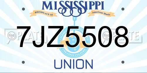 7JZ5508 Mississippi License Plate