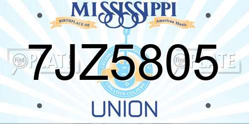 7JZ5805 Mississippi License Plate