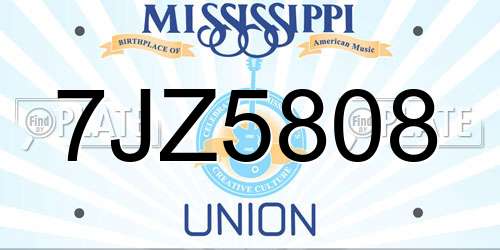 7JZ5808 Mississippi License Plate