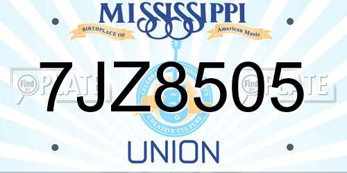 7JZ8505 Mississippi License Plate