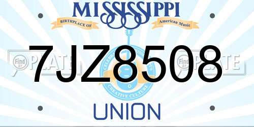 7JZ8508 Mississippi License Plate