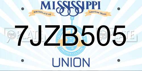 7JZB505 Mississippi License Plate