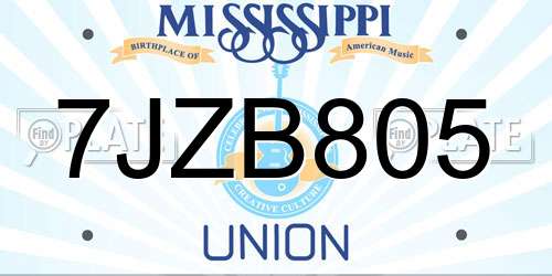 7JZB805 Mississippi License Plate