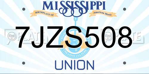 7JZS508 Mississippi License Plate