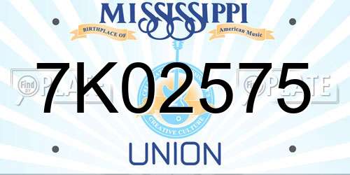7K02575 Mississippi License Plate